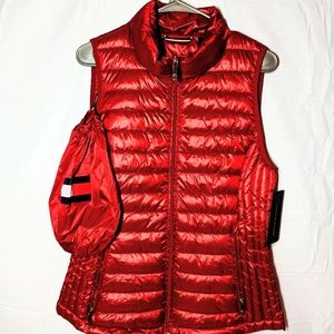 New Womens Tommy Hilfiger Puffer Red Vest Small